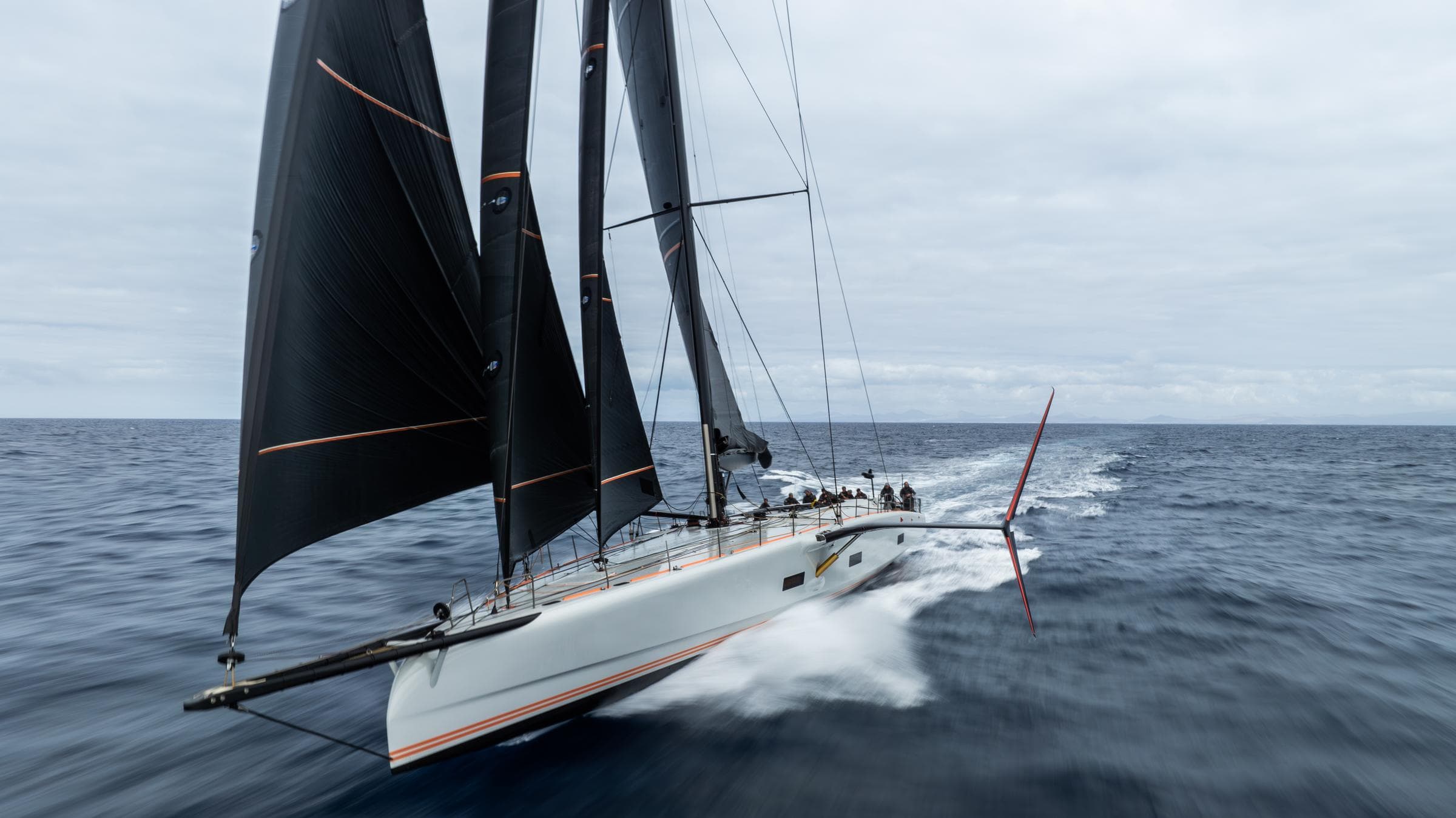 The 60 metre Baltic 111 sailing yacht Raven photographed in profile under sail